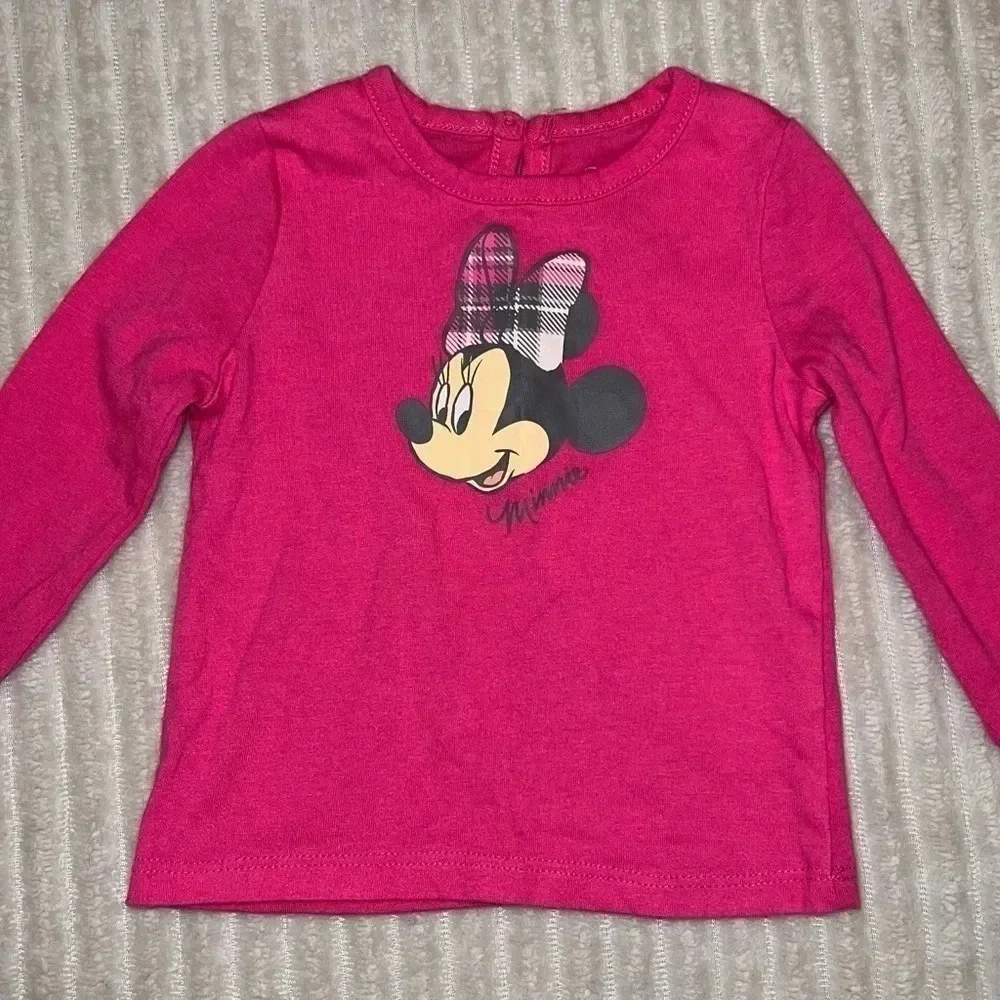 Disney baby girl pink Minnie Mouse long sleeve shirt size 12M